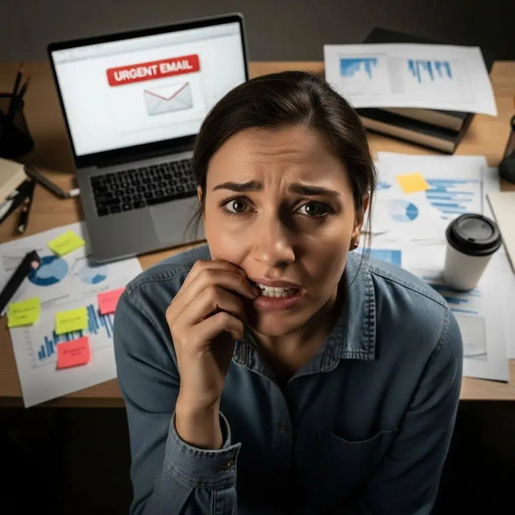 Close-up of a person distracted at their desk, suggesting worsening focus and preoccupation related to substance use