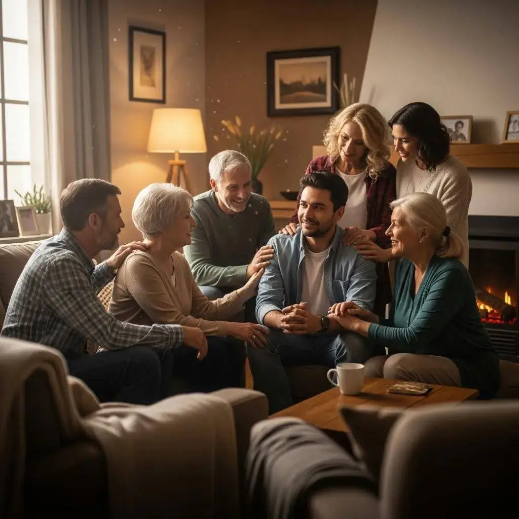 Family members providing emotional support during meth withdrawal and recovery