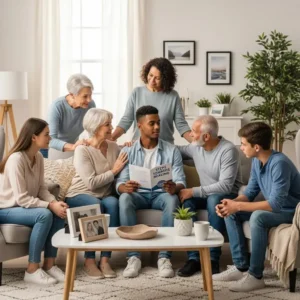 Family members supporting each other in the recovery process from addiction