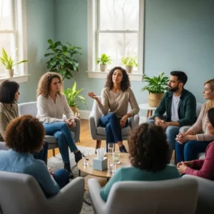 Group counseling session focused on enhancing emotional resilience through shared experiences