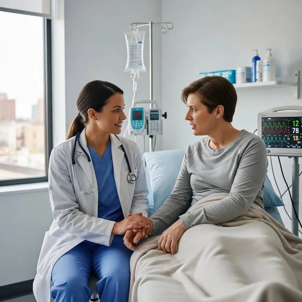 Healthcare professional assisting a patient with withdrawal symptoms during detox