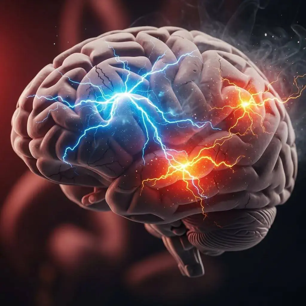 Illustration of the brain, highlighting how methamphetamine can affect brain function and increase seizure risk