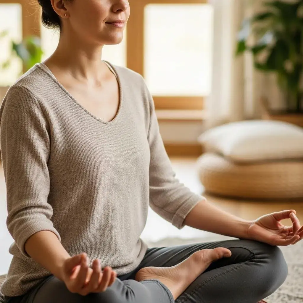 Individual practicing mindful breathing, illustrating mindfulness meditation techniques in recovery