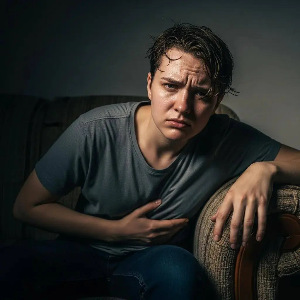 Person experiencing discomfort during withdrawal, highlighting the physical and emotional challenges of quitting suddenly